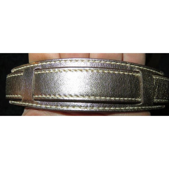 Coach 2007 Cursive Creed Signature Shimmer Stripe Canvas & Leather Demi Baguette - Picture 5 of 12